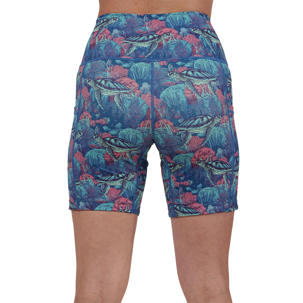 back of the turtle patterned shorts