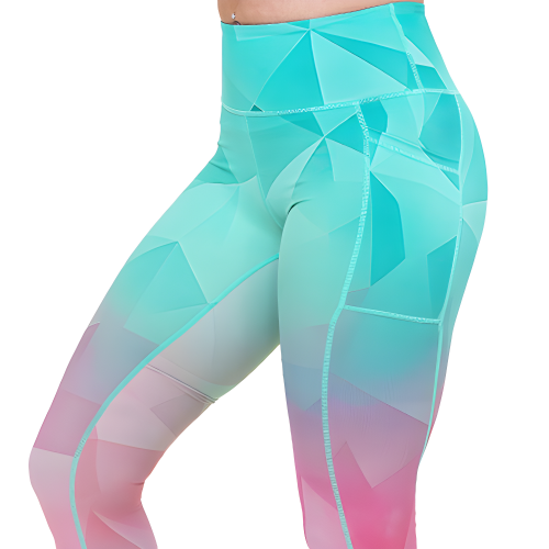 teal and pink ombre leggings