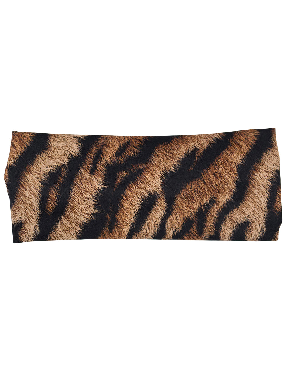 front of the tiger print headband against a white background