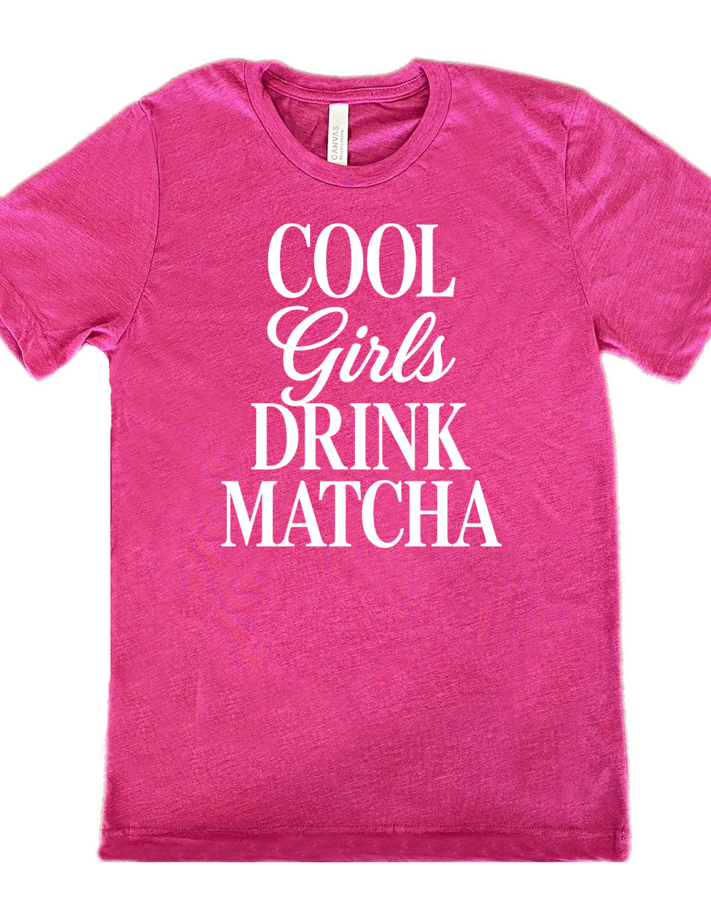 berry unisex tee with the words on it saying "cool girls drink matcha"