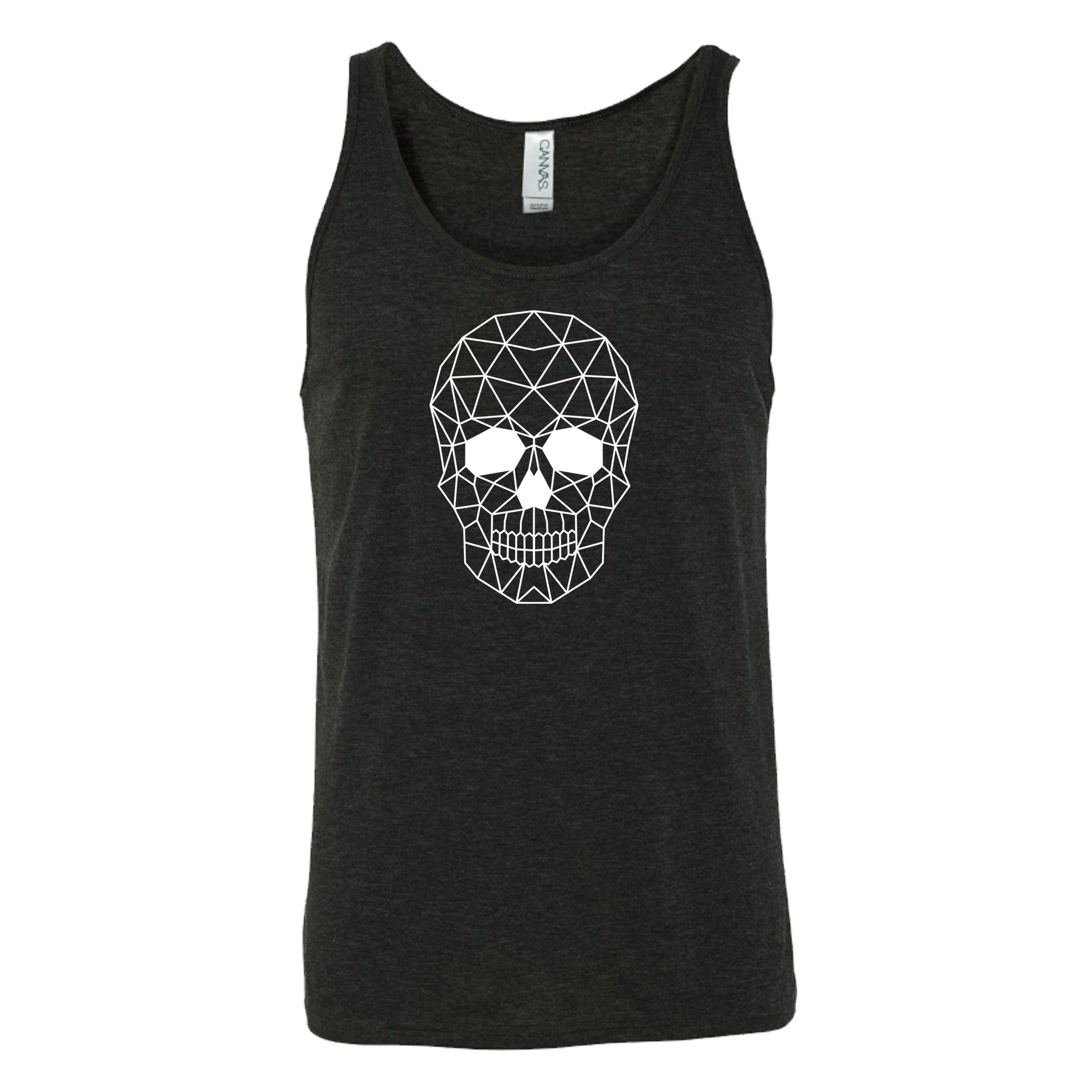 black geometric skull unisex tank top