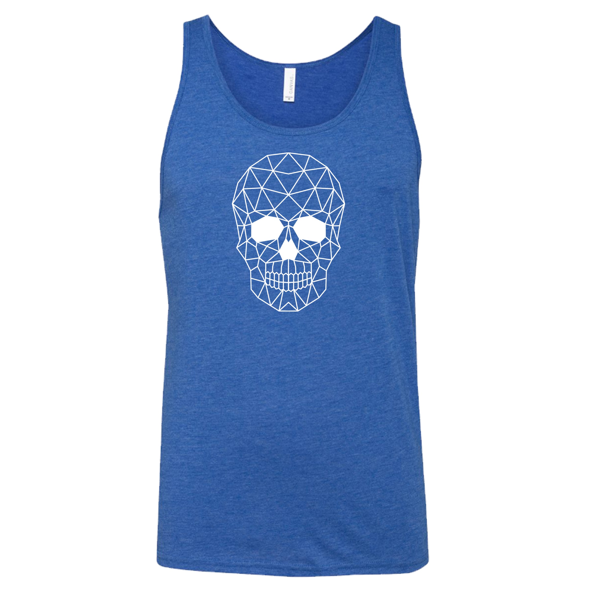 blue geometric skull unisex tank top
