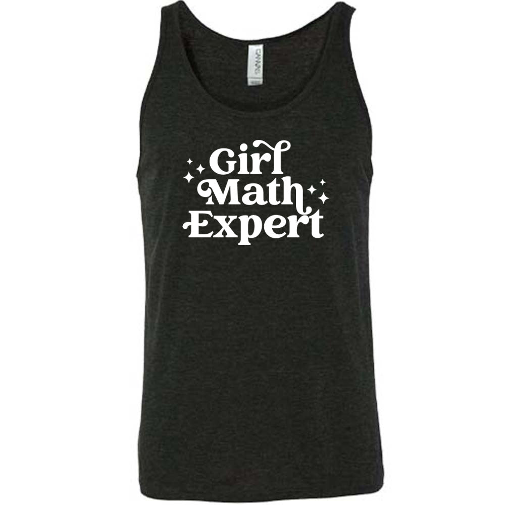 Black colored tank that says "Girl Math Expert"