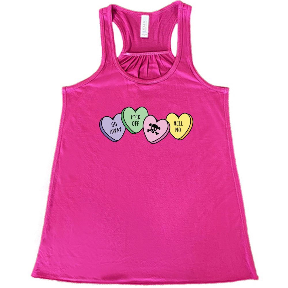 berry shirt with the text "Go Away, F-Off, Hell No Candies" on it