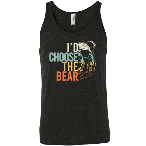 black I'd Choose The Bear unisex tank top