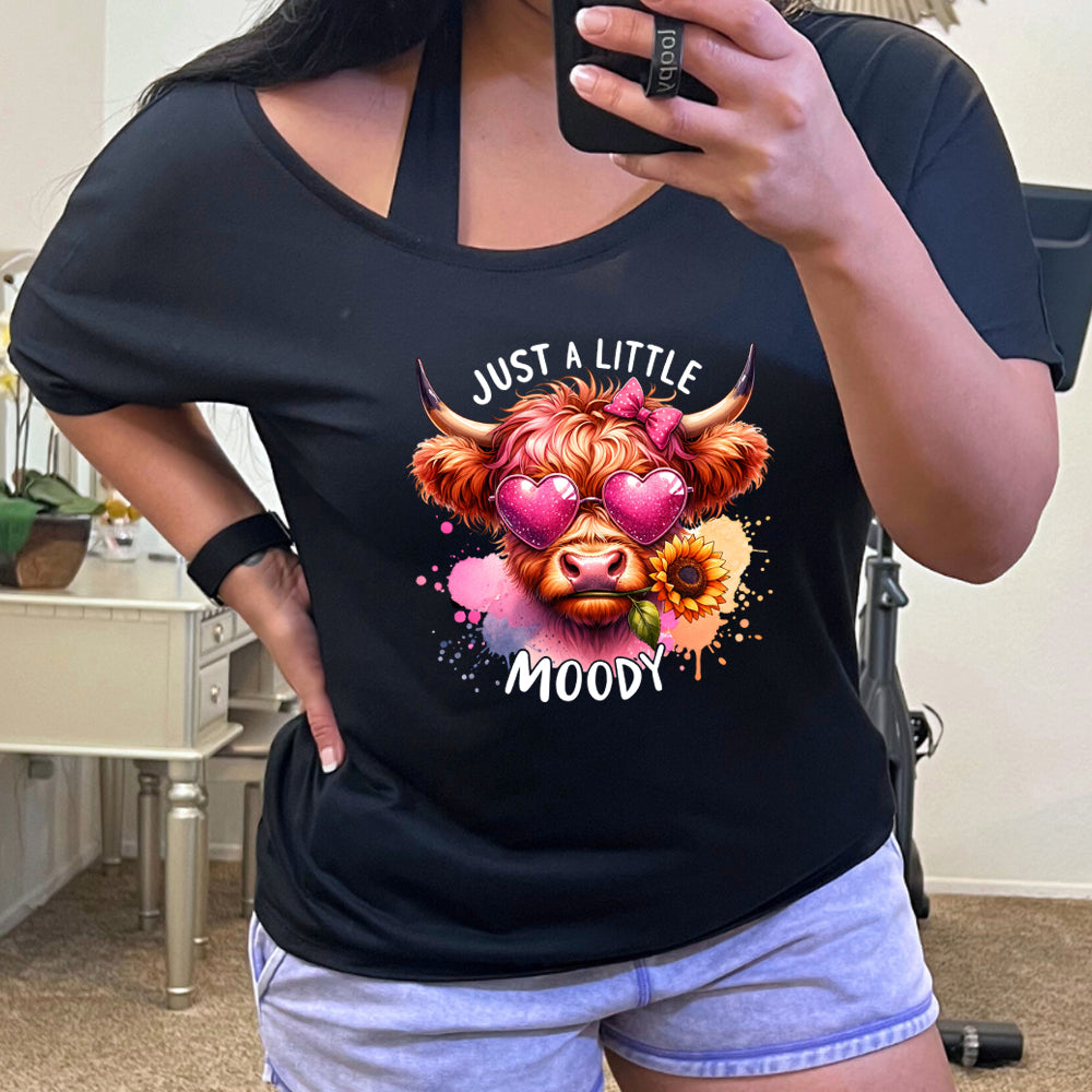 model wearing the Just A Little Moody slouchy tee