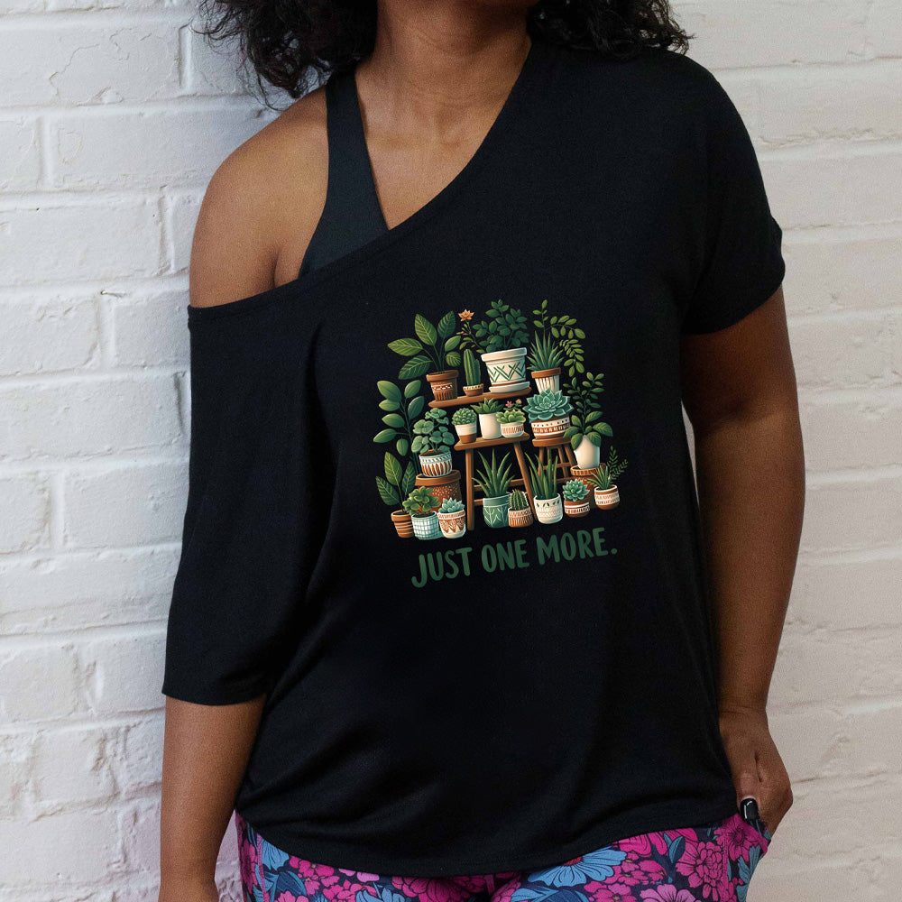 shirt with a plant collection graphic on it that says "Just One More."