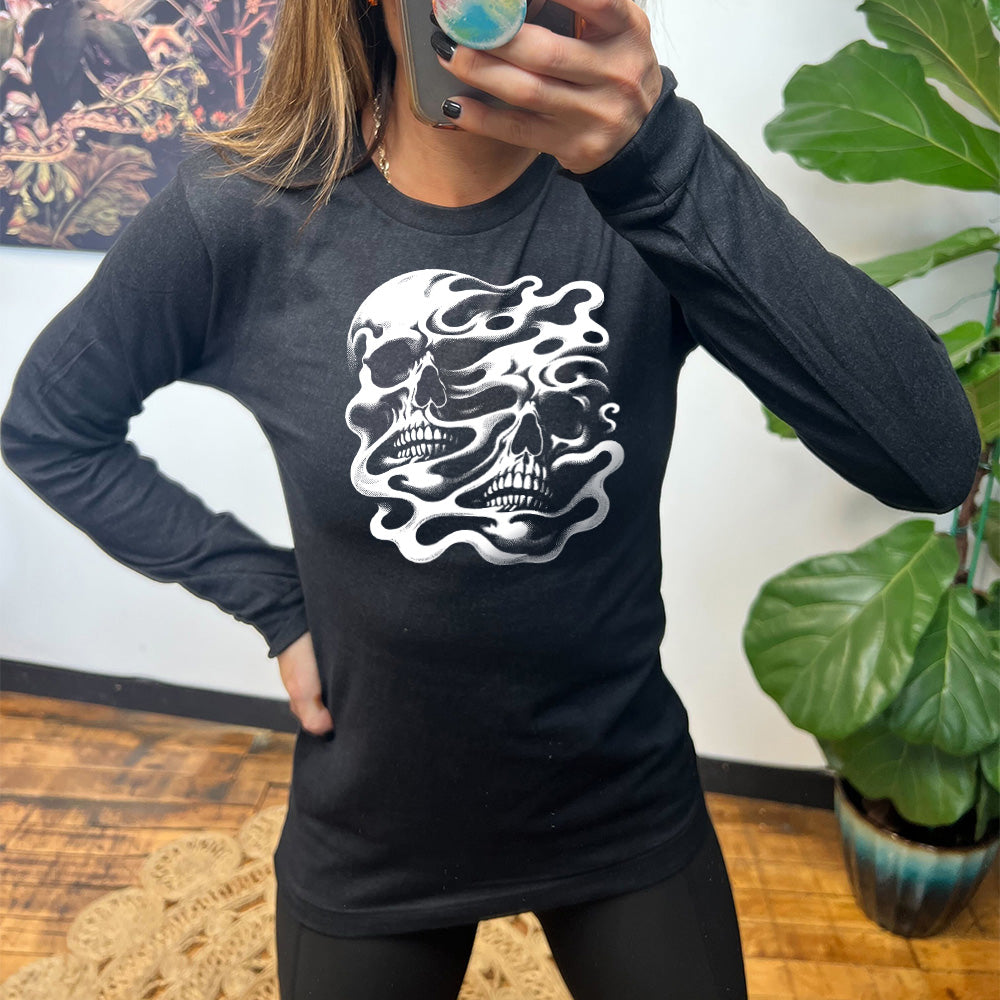 Heather Black Long Sleeve with Melting Skulls