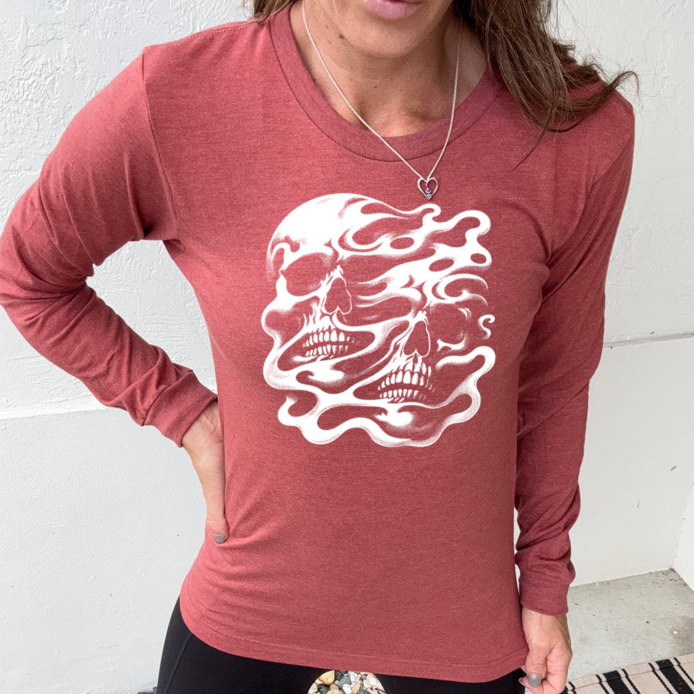 Heather Clay Long Sleeve with Melting Skulls