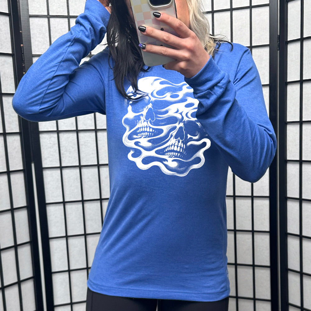 Heather True Royal Long Sleeve with Melting Skulls