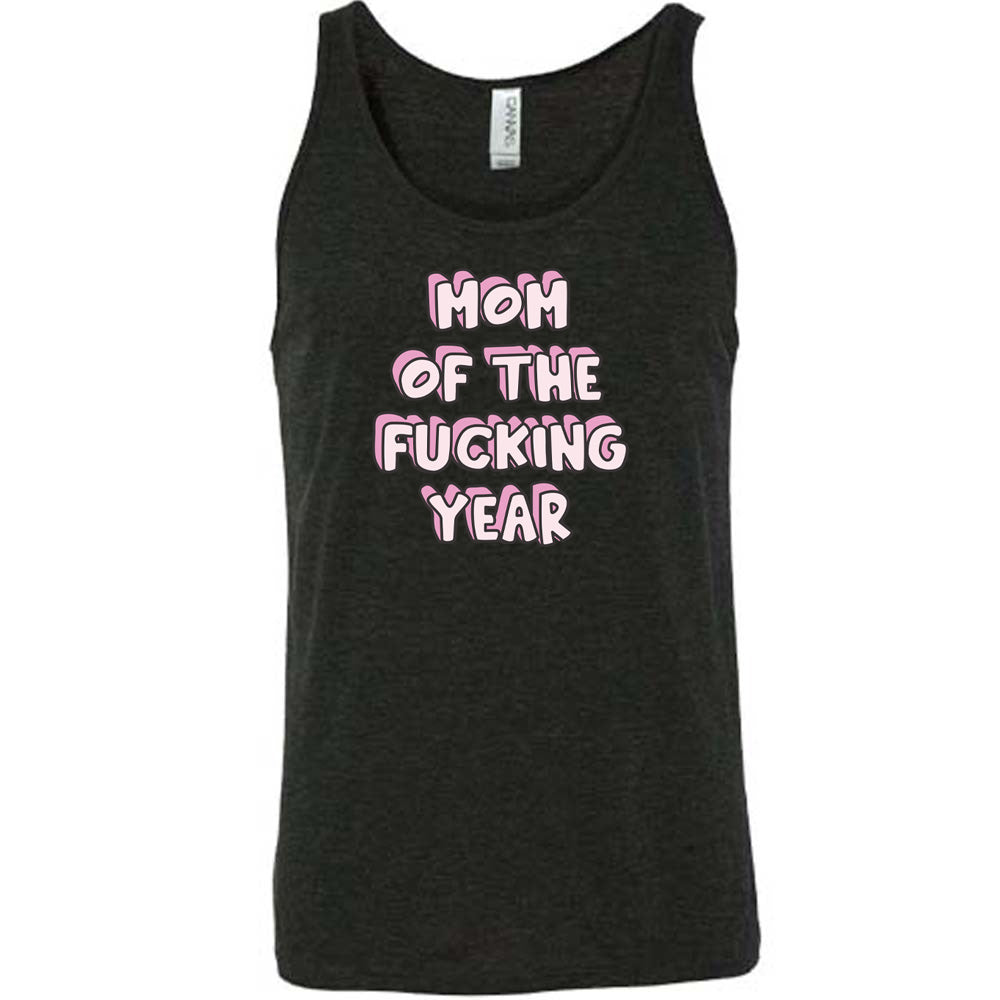 Black colored tank with a graphic on it that says "Mom of the Fucking Year"