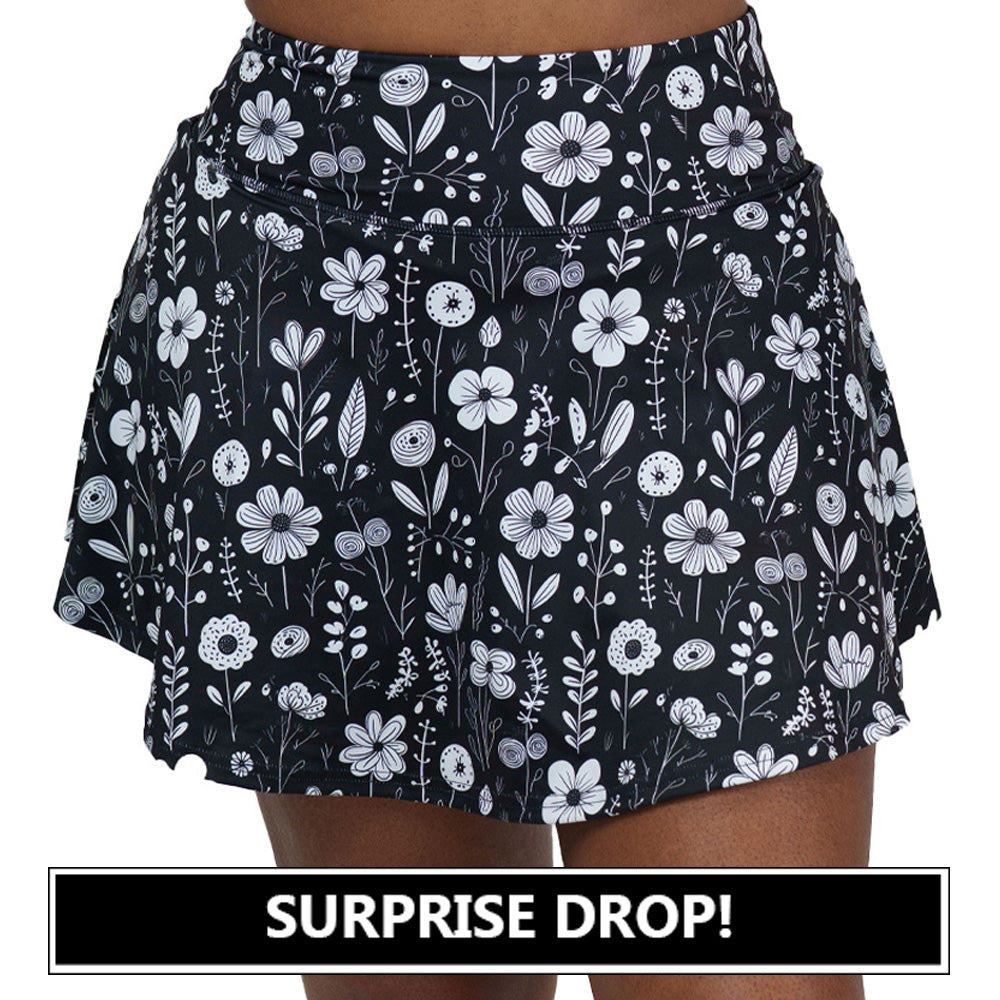 black and white floral skirt
