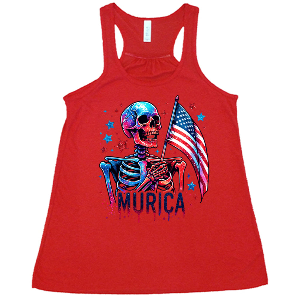 red Murica Skeleton Tank Top