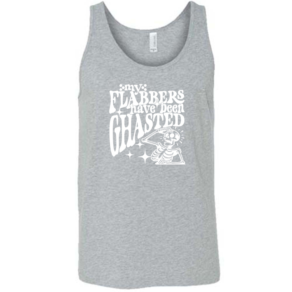 Grey colored tank with a shocked skeleton graphic on it that says "My Flabbers Have Been Ghasted"
