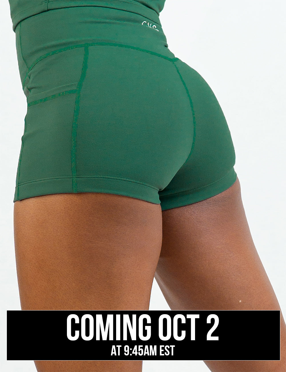 back of the solid dark green 2.5 inch shorts, coming October 2nd