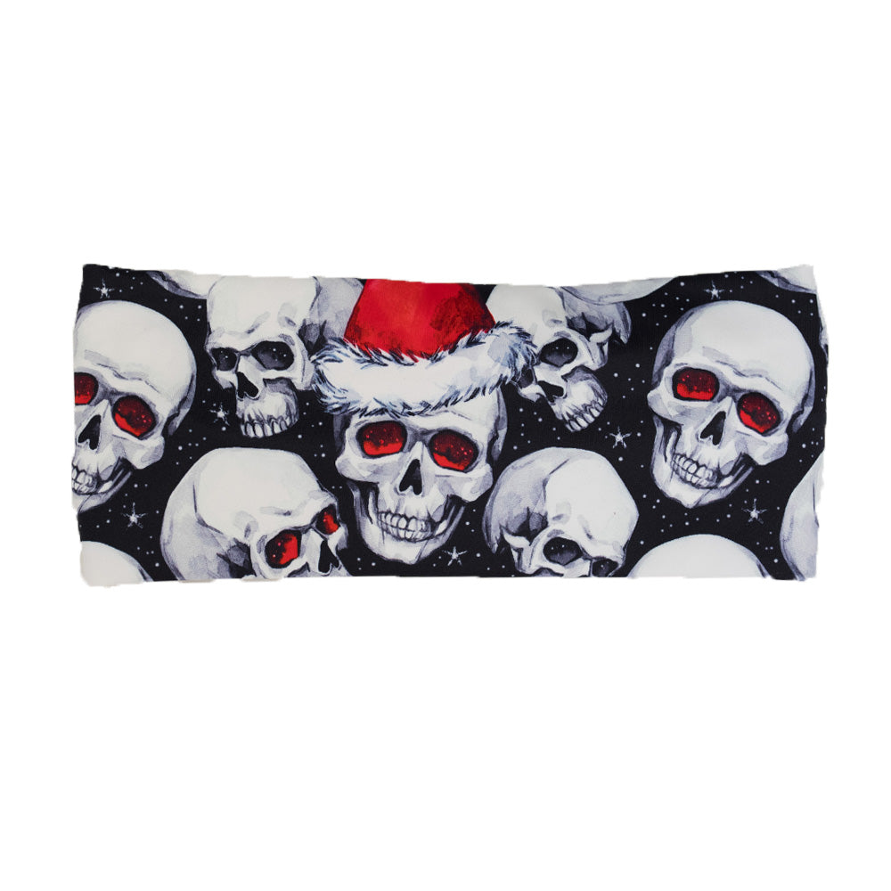 santa hat and skull pattern headband