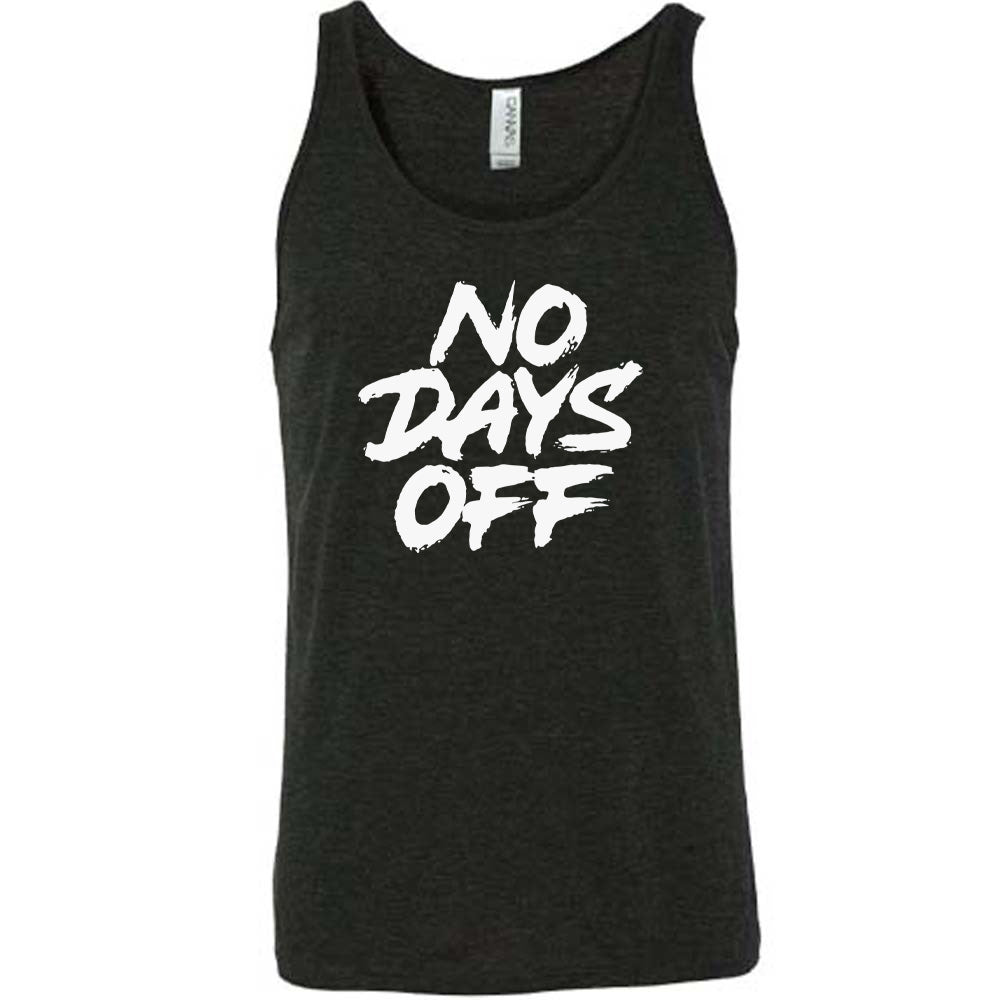 black shirt with the text "No Days Off" on it
