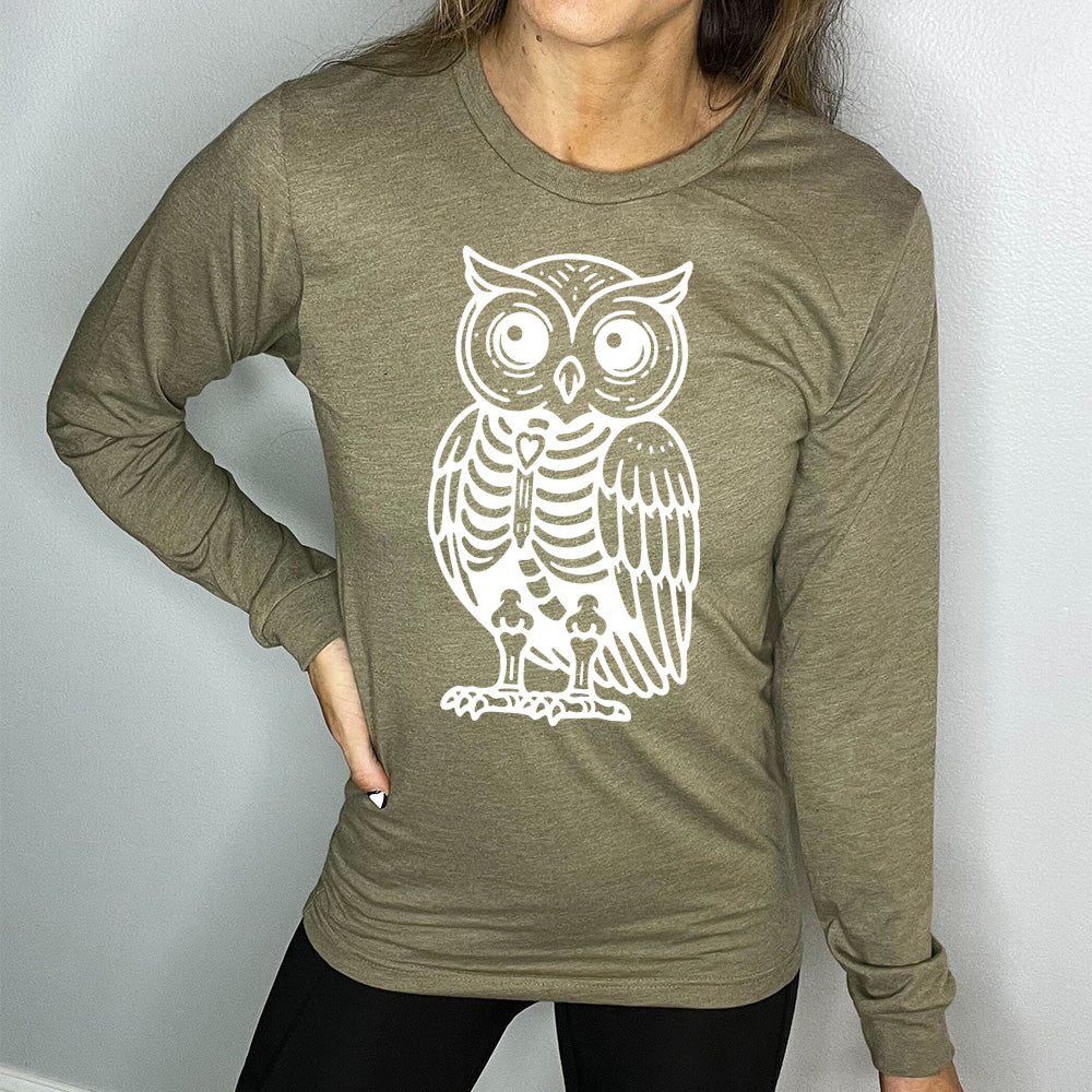 Long Sleeve Tee | Owl Skeleton