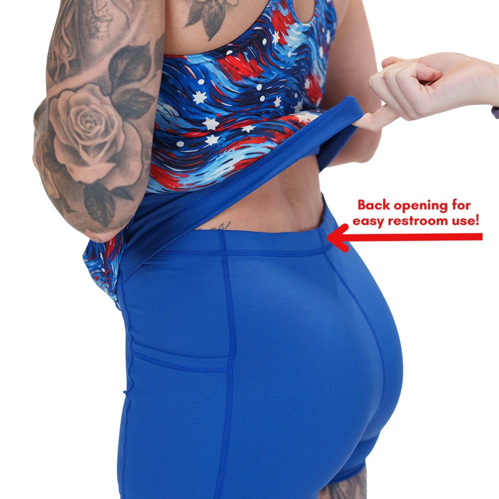 close up of the built in shorts under the dress