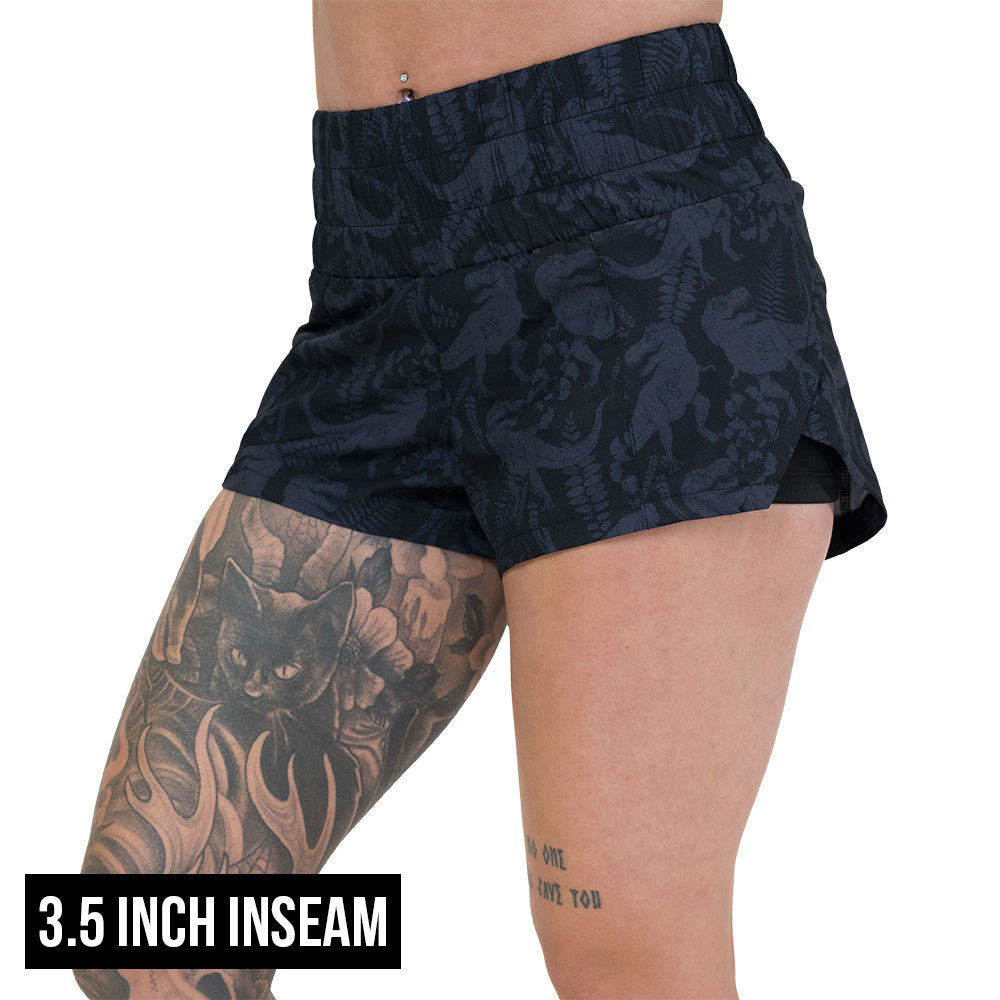 3.5 inch inseam dino print shorts