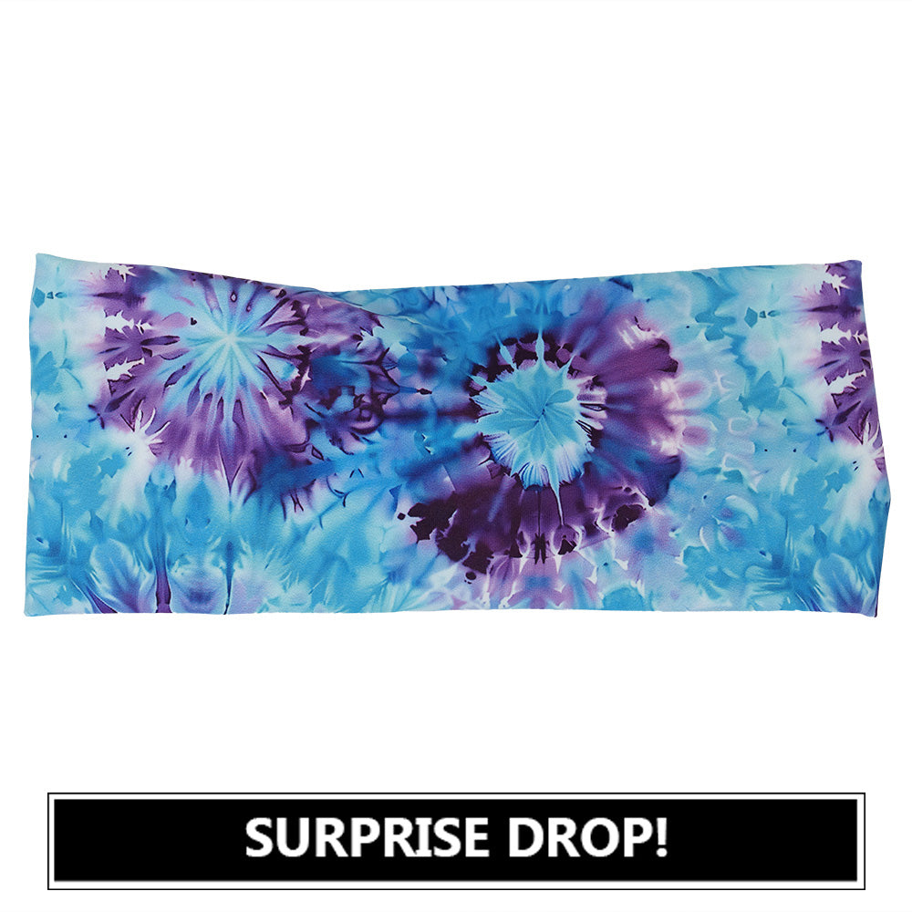 blue and purple tie dye patterned headband