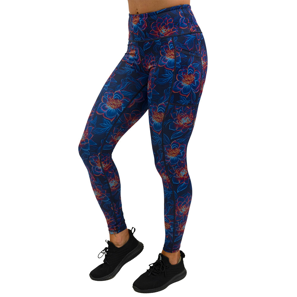 luminous lotus full length leggings facing the side