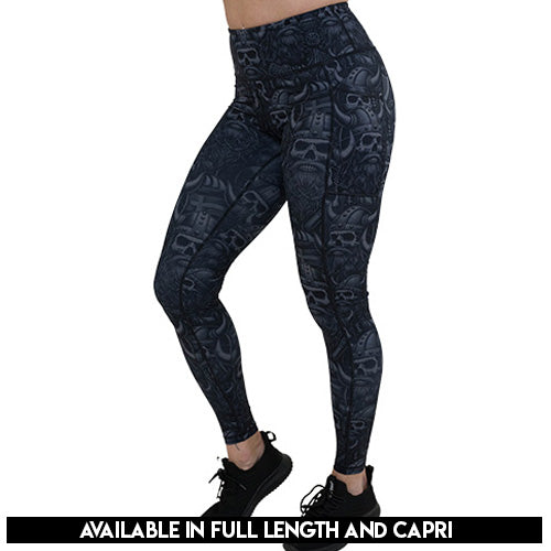 viking print leggings available in capri and full length