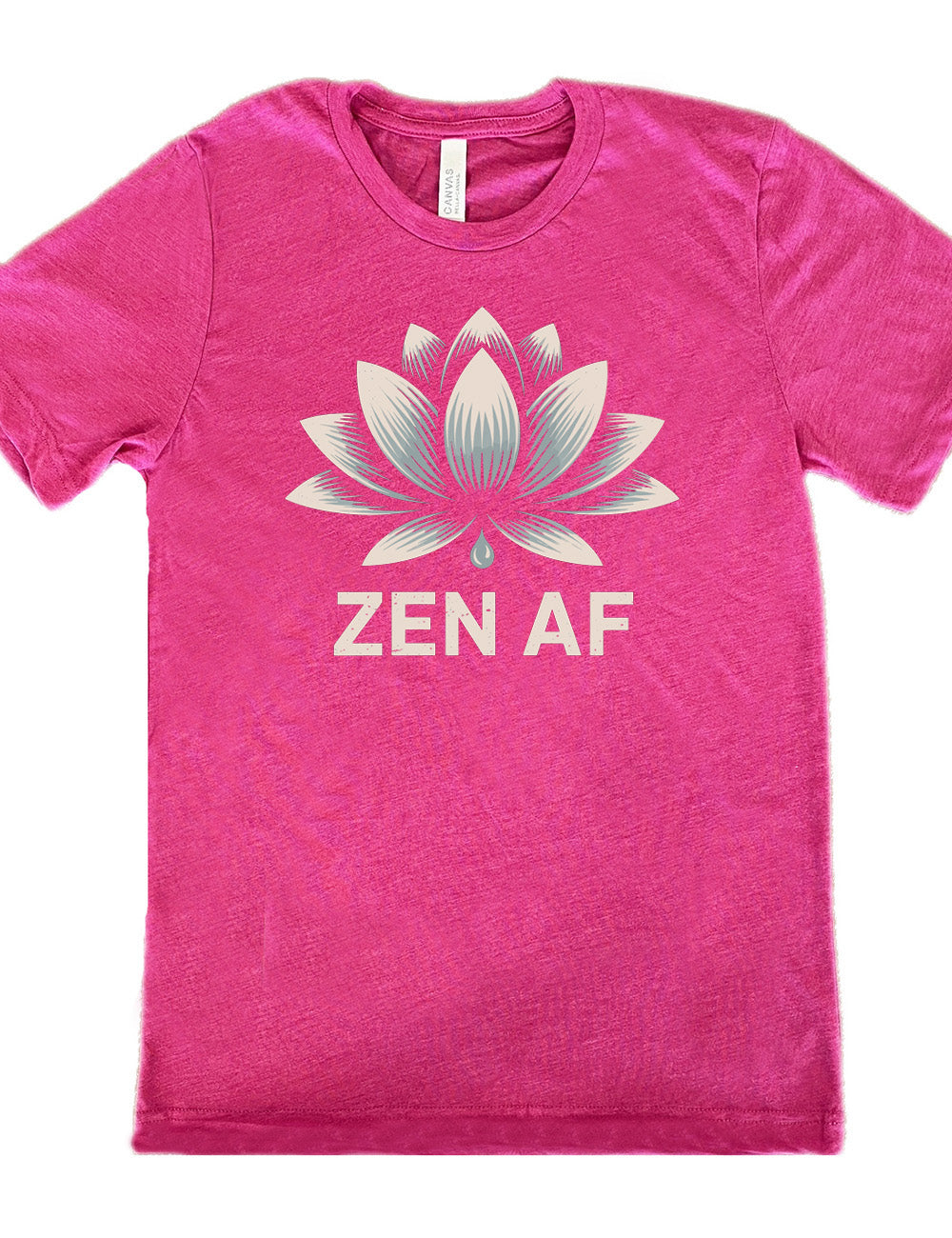 berry unisex tee with the graphic of a lotus and the words underneath saying "ZEN AF"