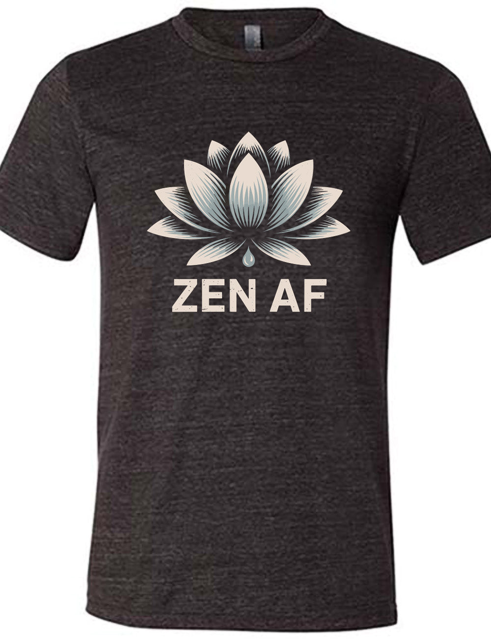 black unisex tee with the graphic of a lotus and the words underneath saying "ZEN AF"
