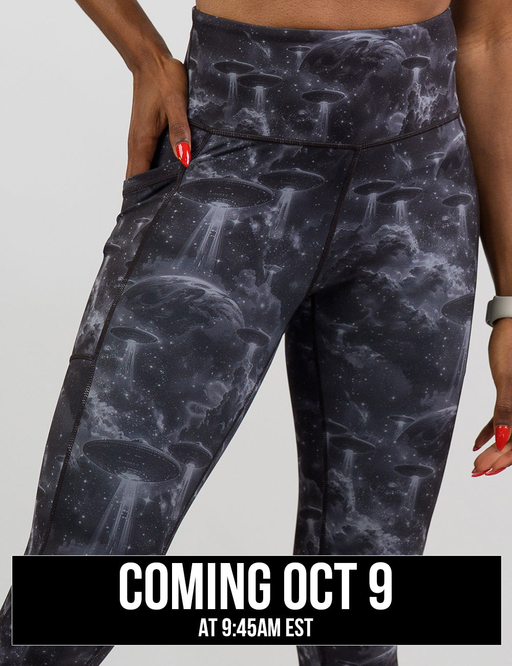 front of the alien space ship invasion leggings coming October 9th