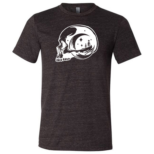 black unisex shirt with an alien skull design
