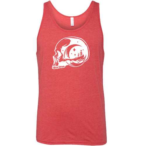 red unisex shirt with an alien skull design