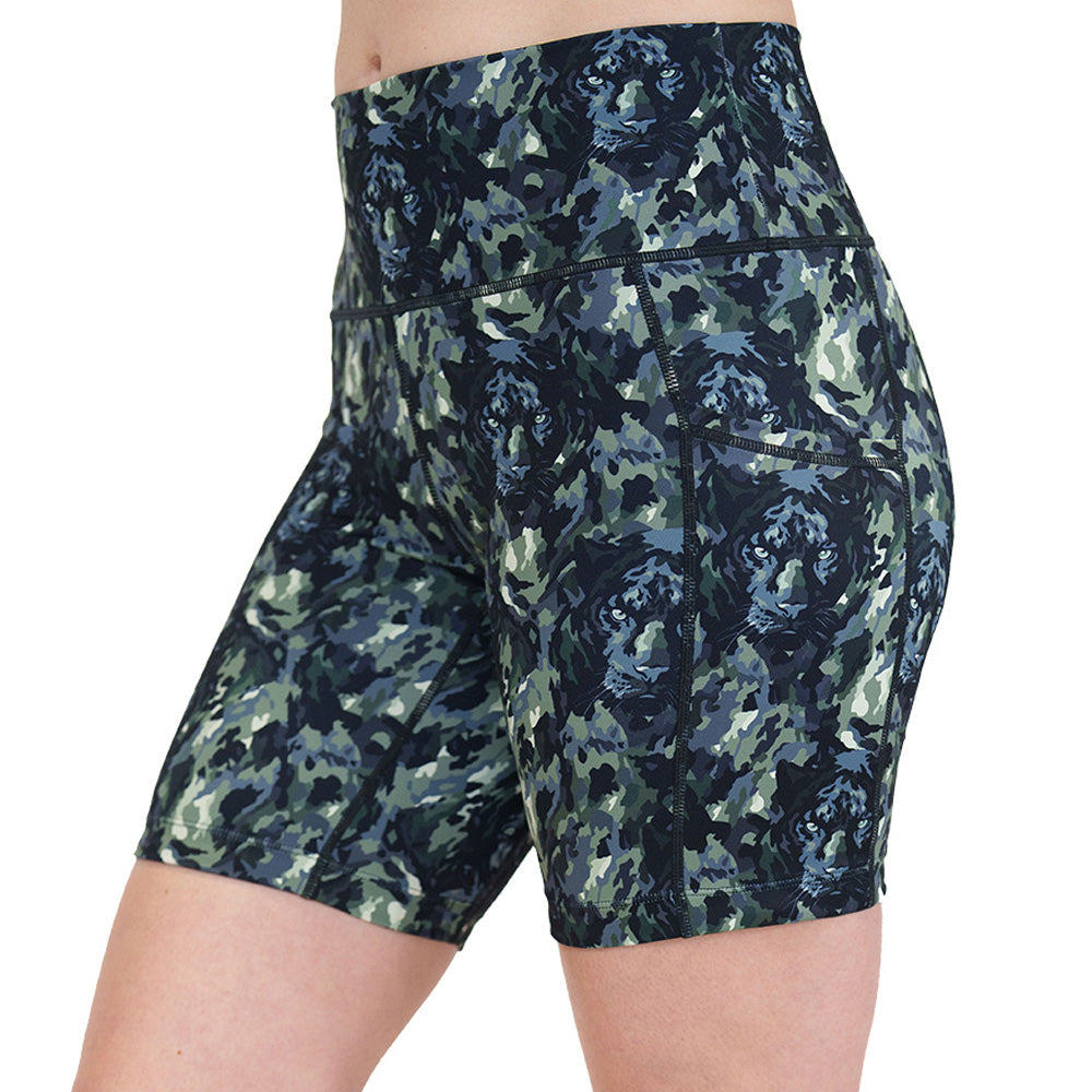 panther camo print shorts