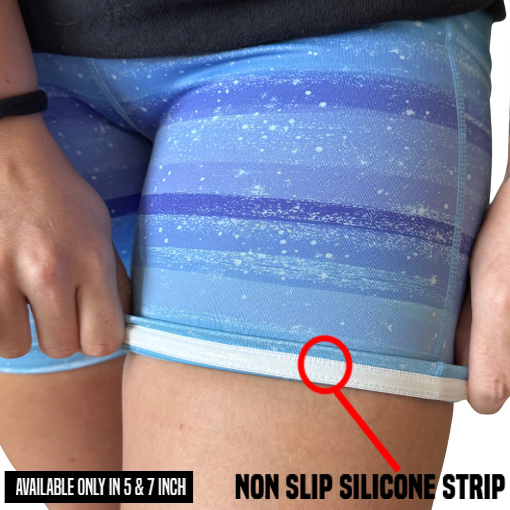 non slip strip on the blue and white ombre shorts