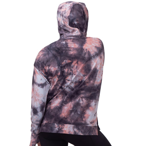 back of Grey & Pink Tie Dye hoodie