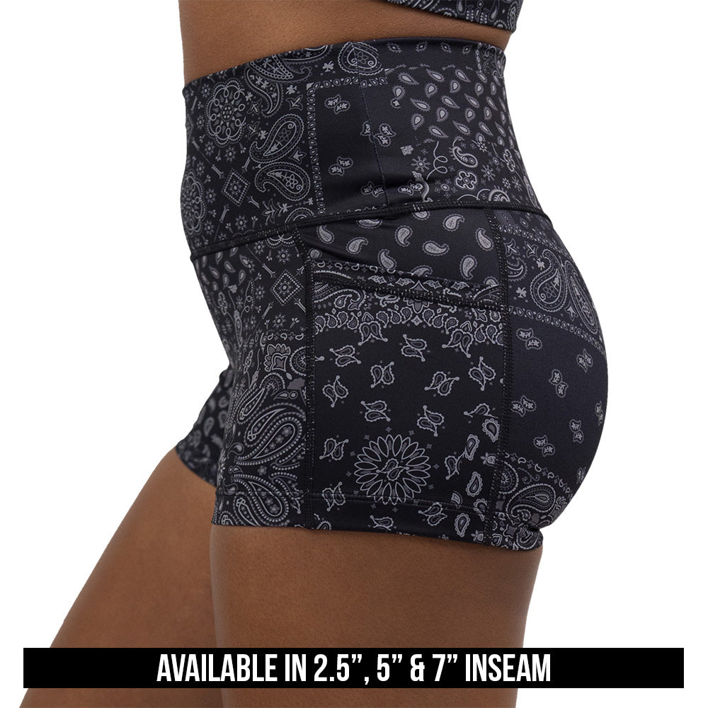 black paisley patterned shorts