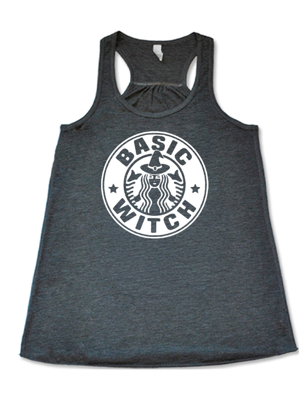 front of the grey tank with the basic witch mermaid coffee logo