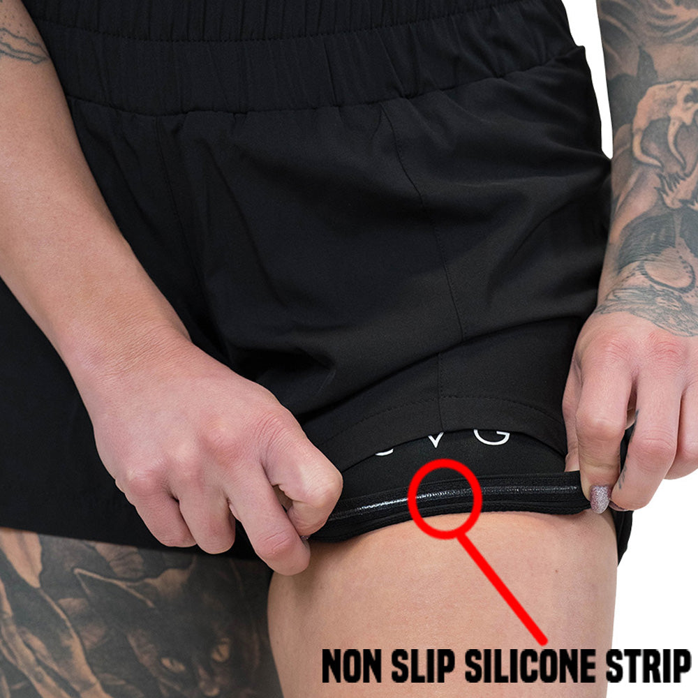non slip strip on the black shorts