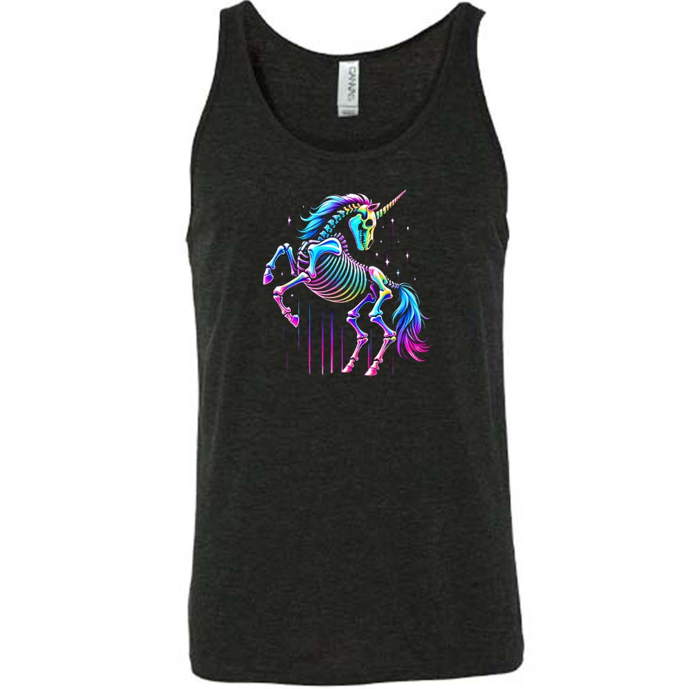 black shirt with a colorful unicorn graphic in the middle