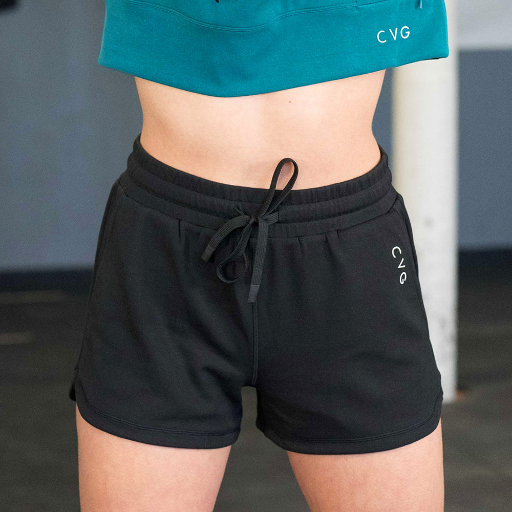 lifestyle shot of black shorts