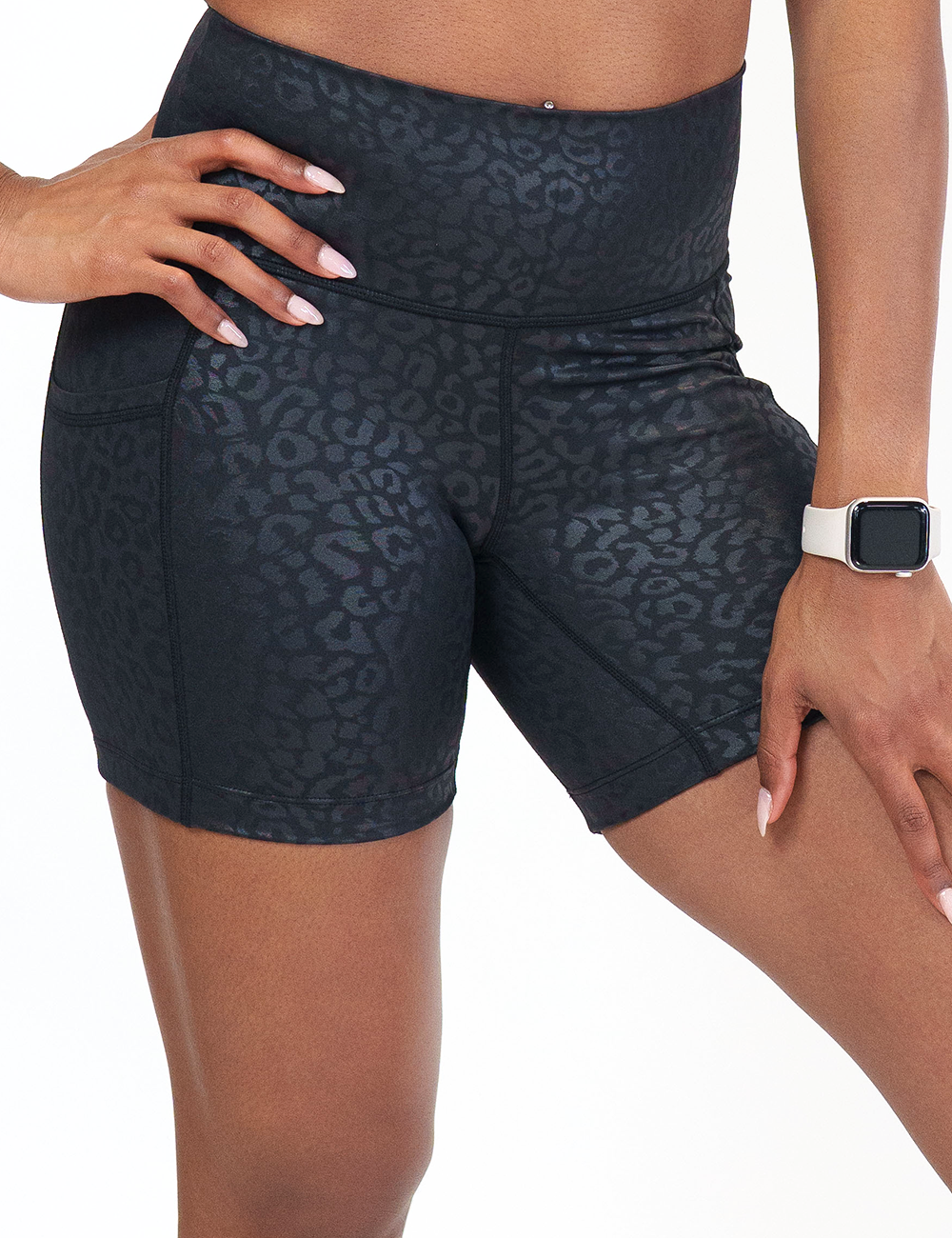 Black Leopard Shorts | Black Leopard Workout Shorts for Women