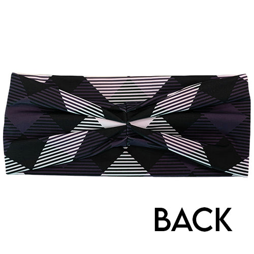 back of purple plaid headband
