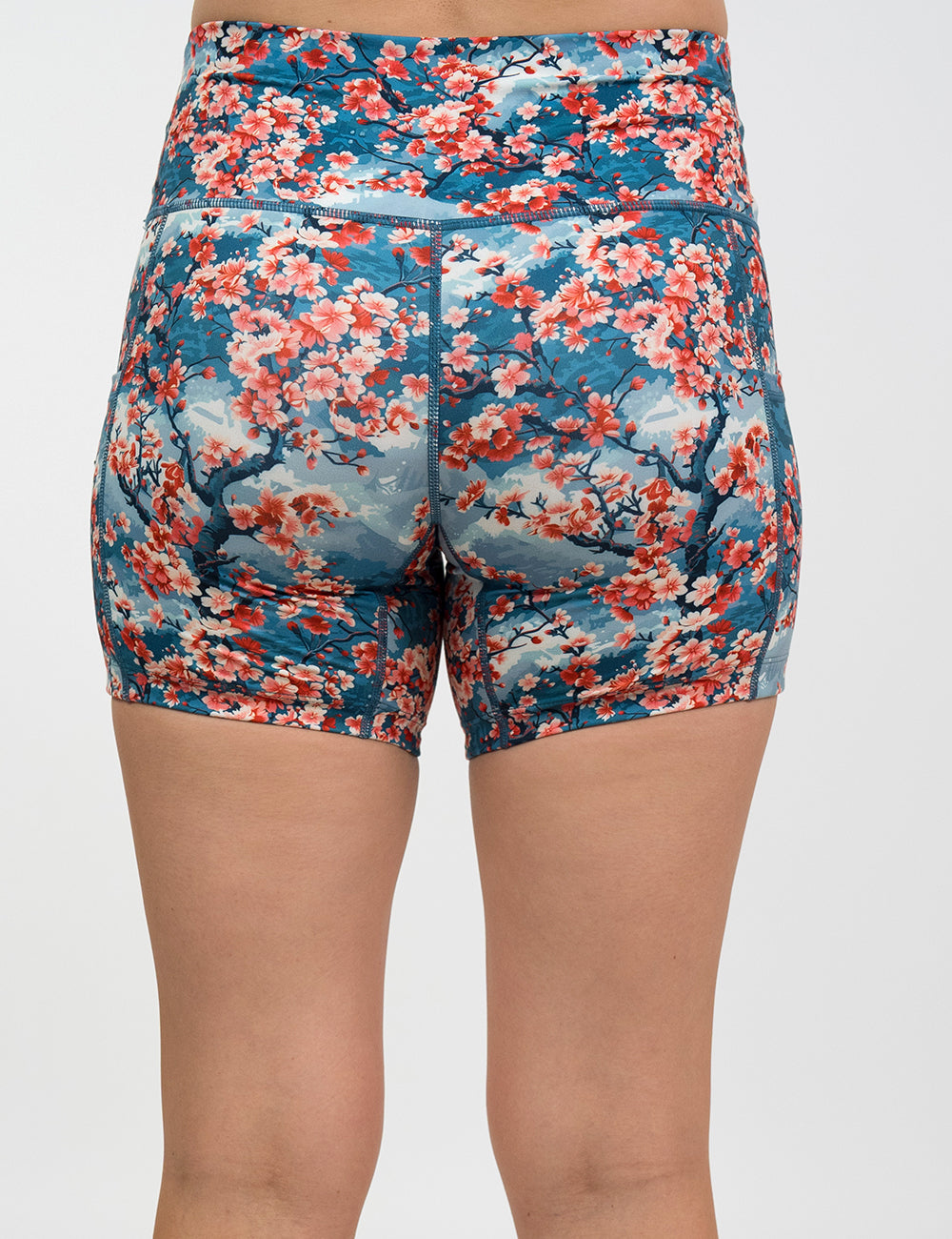 back of the 5 inch cherry tree shorts against a white background