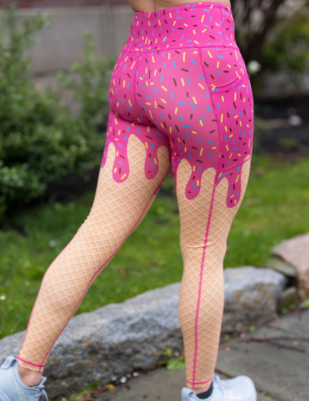 back of the pink ice cream cone with sprinkles full length leggings