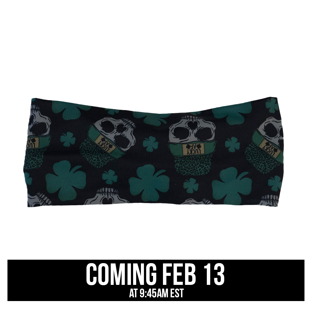 skull and shamrock print headband, coming soon