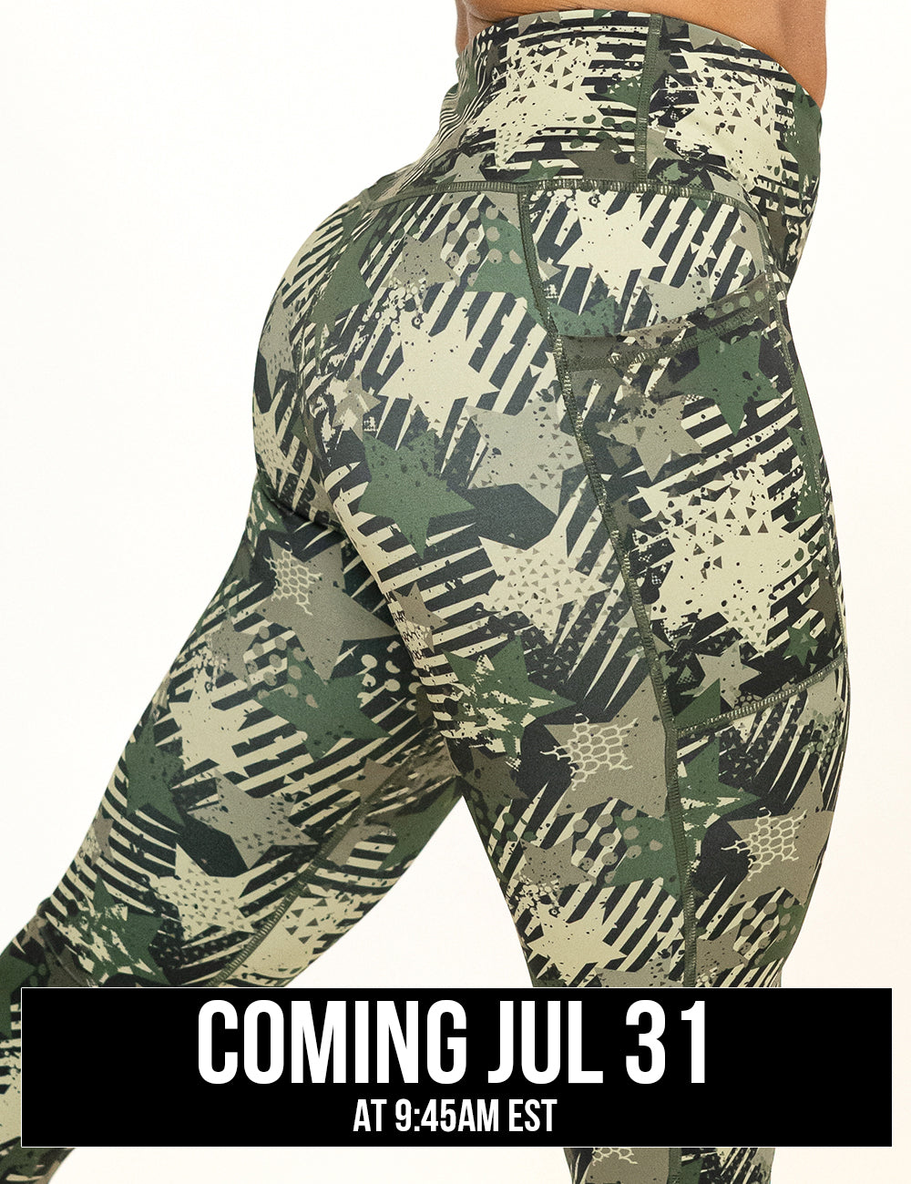 back of the green camo stars and stripes leggings, coming july 31st