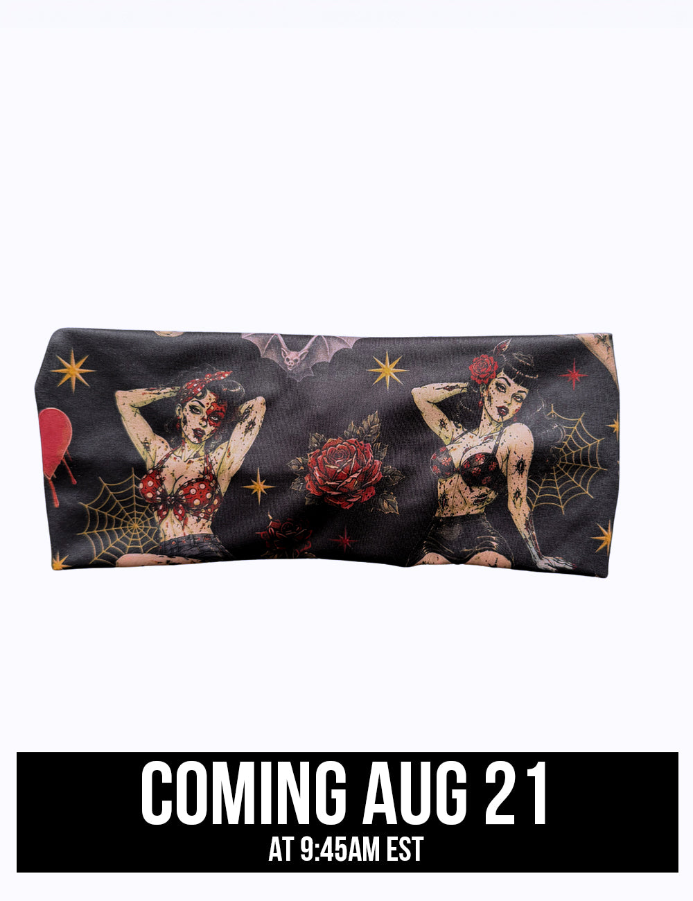 front of the zombie girls with pin up hair and traditional tattoo designs headband, coming august 21st