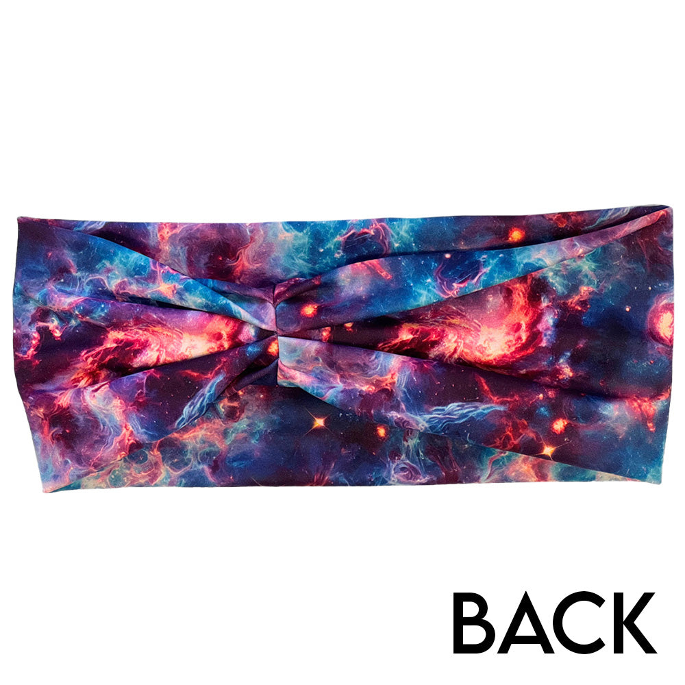back of the galaxy patterned headband