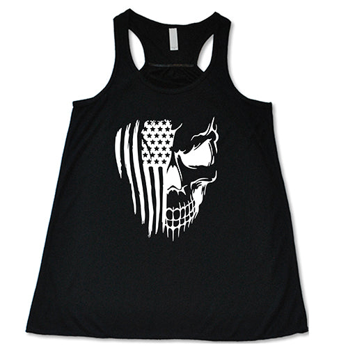 black cvg skull flag tank top