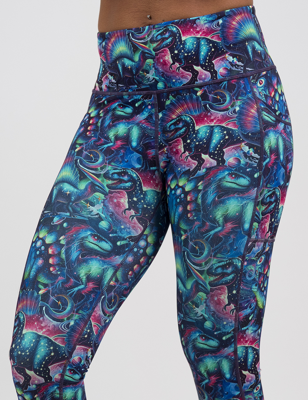 leggings with colorful dinosaur design